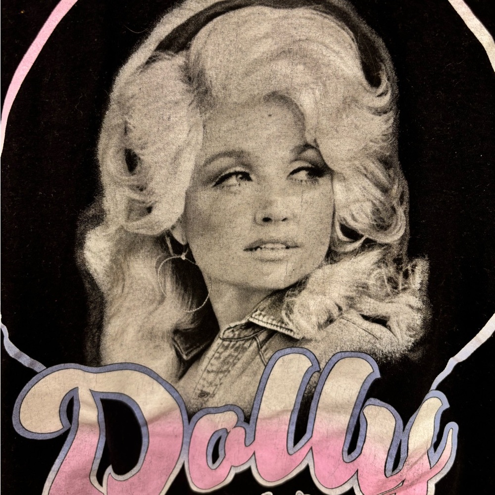 Dolly Parton Nashville Graphic Tee - Black with Pink & White Print - Picture 2 of 4
